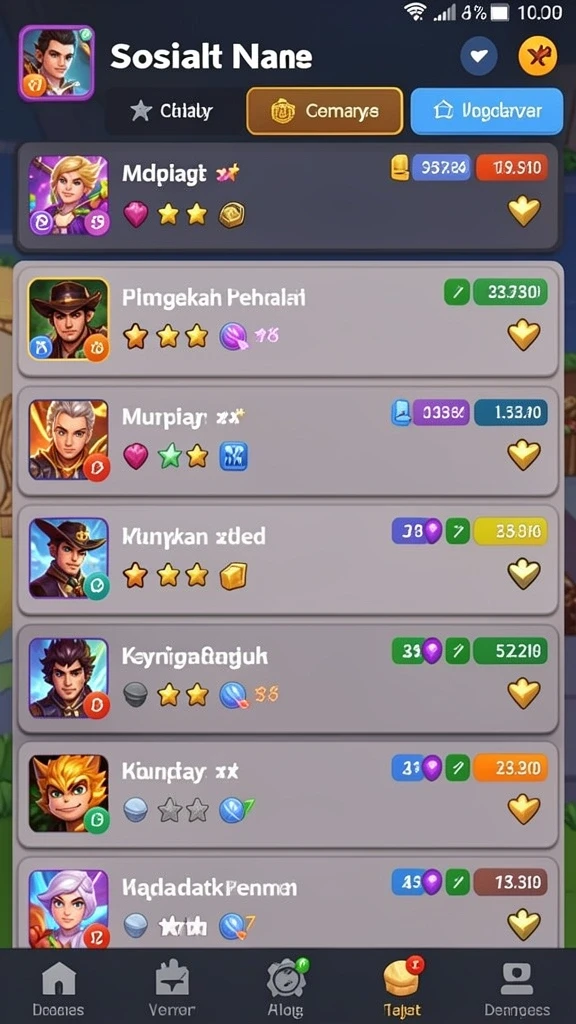 Screenshot memperlihatkan fitur sosial yang memungkinkan interaksi antar pemain.