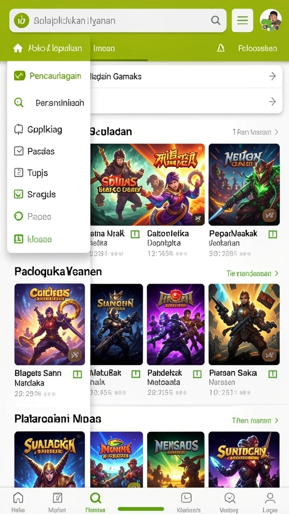Karakter pahlawan dengan berbagai senjata di tangan.
